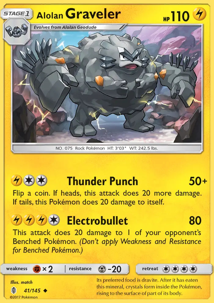 Alolan Graveler 41 Guardians Rising Pokesingles