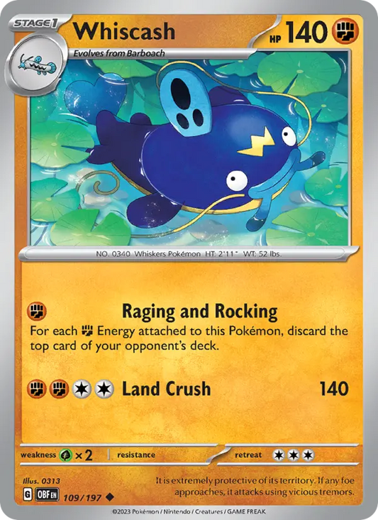 Whiscash 109 Obsidian Flames Pokesingles