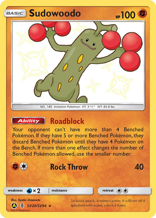 Sudowoodo SV20 Hidden Fates Shiny Vault Pokesingles