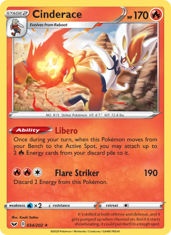 Cinderace 34 Sword & Shield Pokesingles
