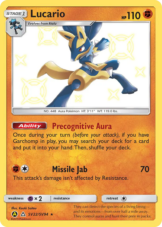 Lucario SV22 Hidden Fates Shiny Vault Pokesingles