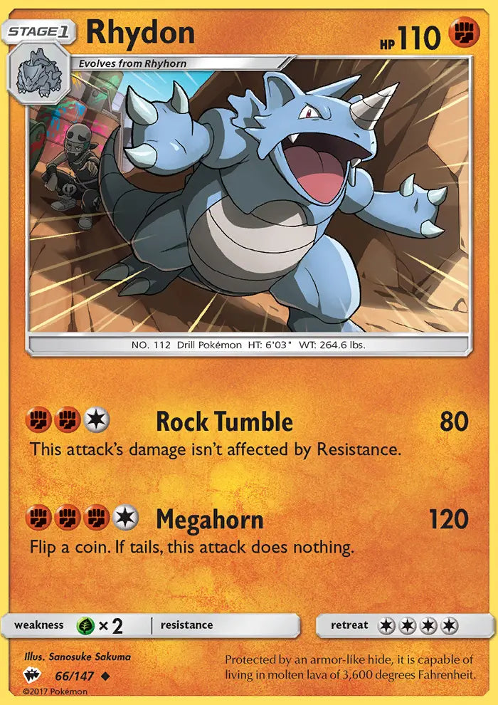 Rhydon 66 Burning Shadows Pokesingles