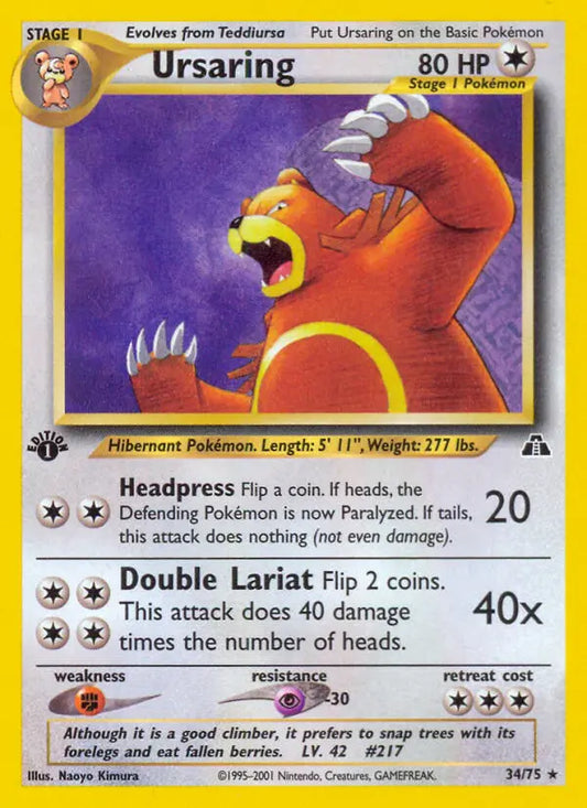 Ursaring 34 Neo Discovery Pokesingles