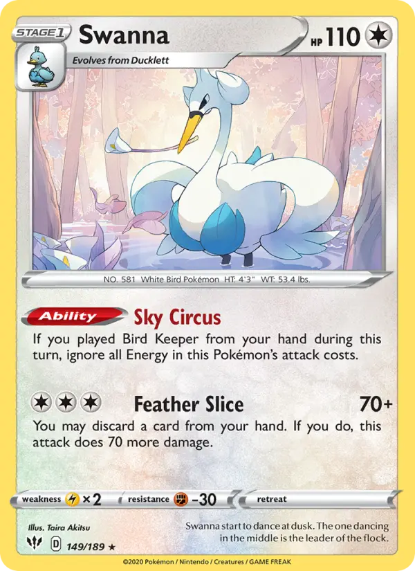 Swanna 149 Darkness Ablaze Pokesingles
