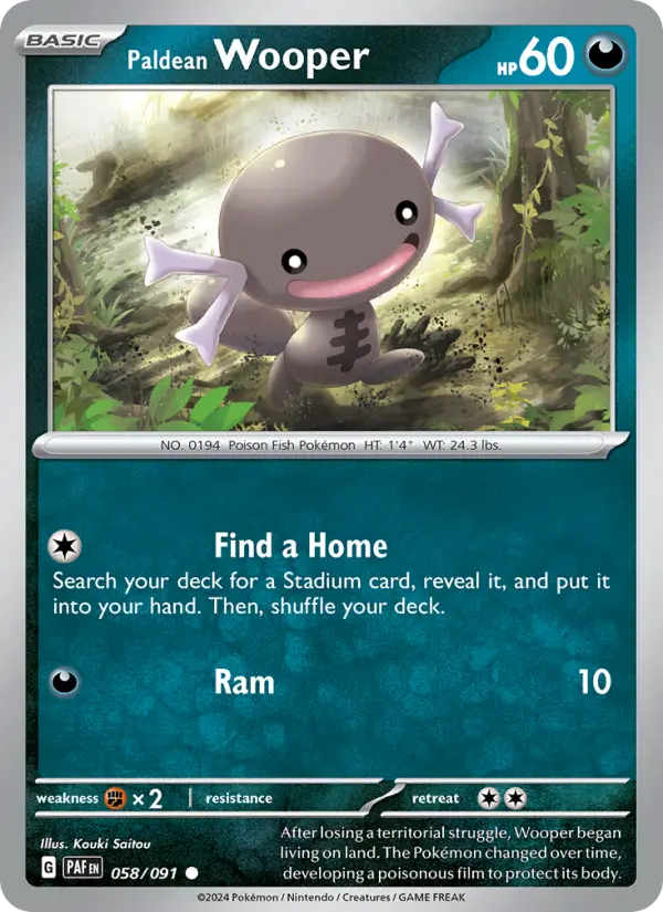 Paldean Wooper 58 Paldean Fates Pokesingles