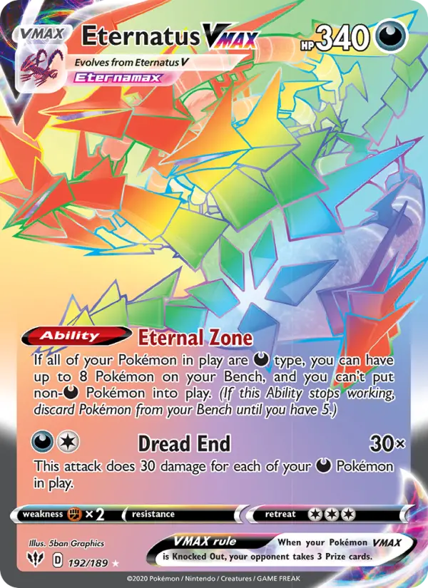 Eternatus VMAX 192 Darkness Ablaze Pokesingles