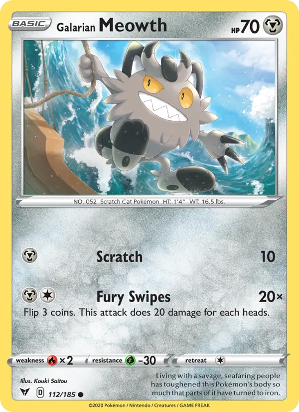 Galarian Meowth 112 Vivid Voltage Pokesingles