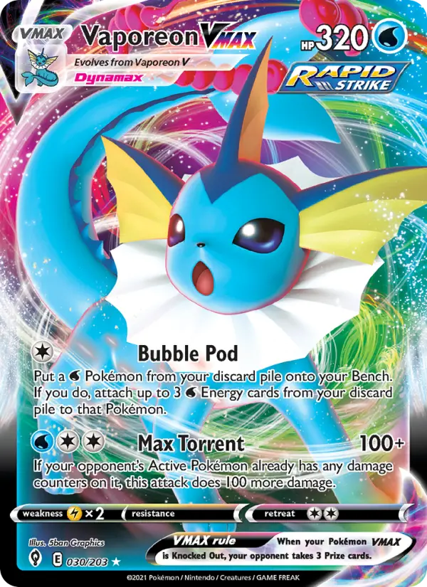 Vaporeon VMAX 30 Evolving Skies Pokesingles
