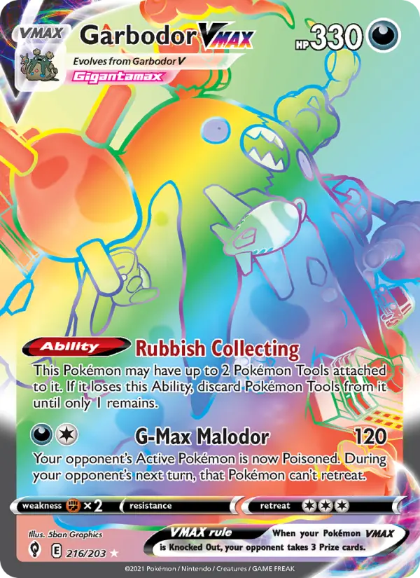 Garbodor VMAX 216 Evolving Skies Pokesingles