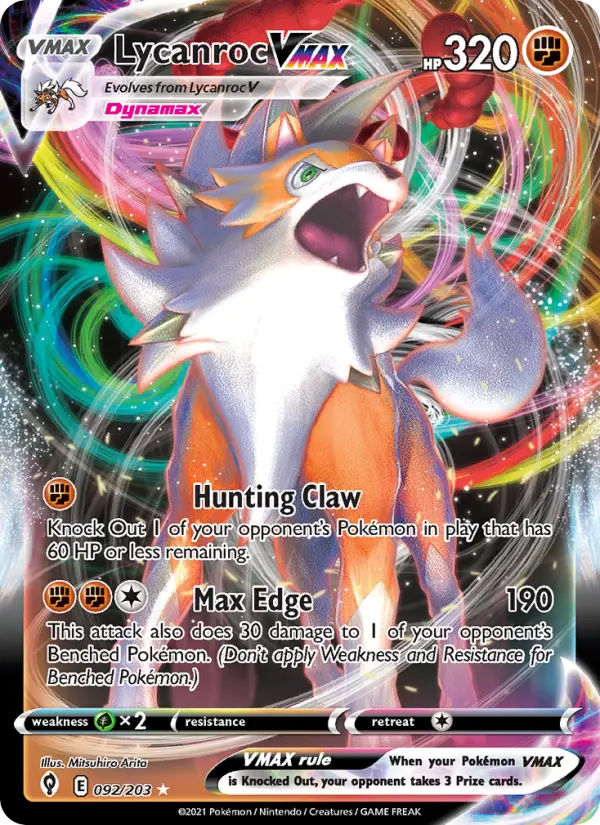 Lycanroc VMAX 92 Evolving Skies Pokesingles