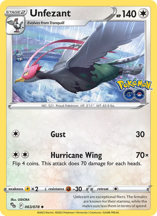 Unfezant 63 Pokémon GO Pokesingles