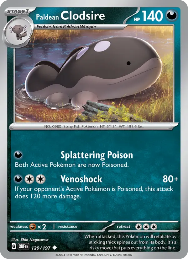 Paldean Clodsire 129 Obsidian Flames Pokesingles