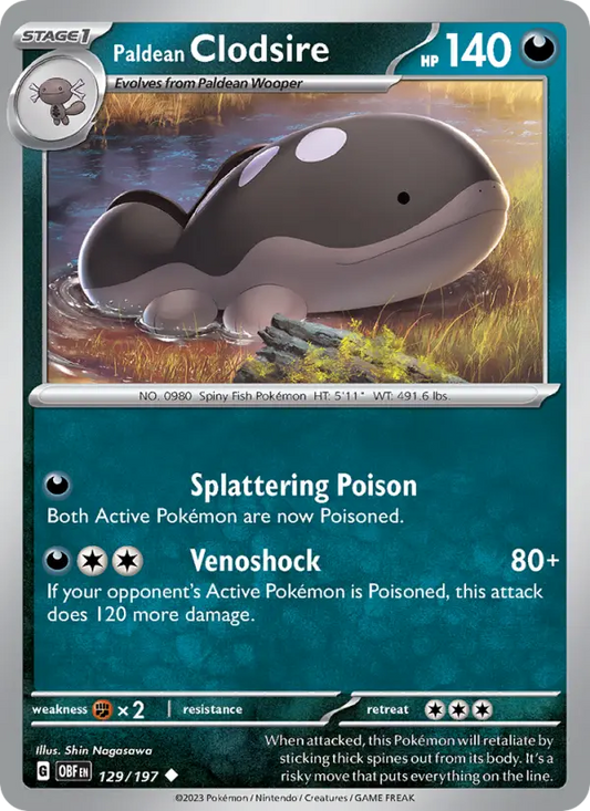 Paldean Clodsire 129 Obsidian Flames Pokesingles