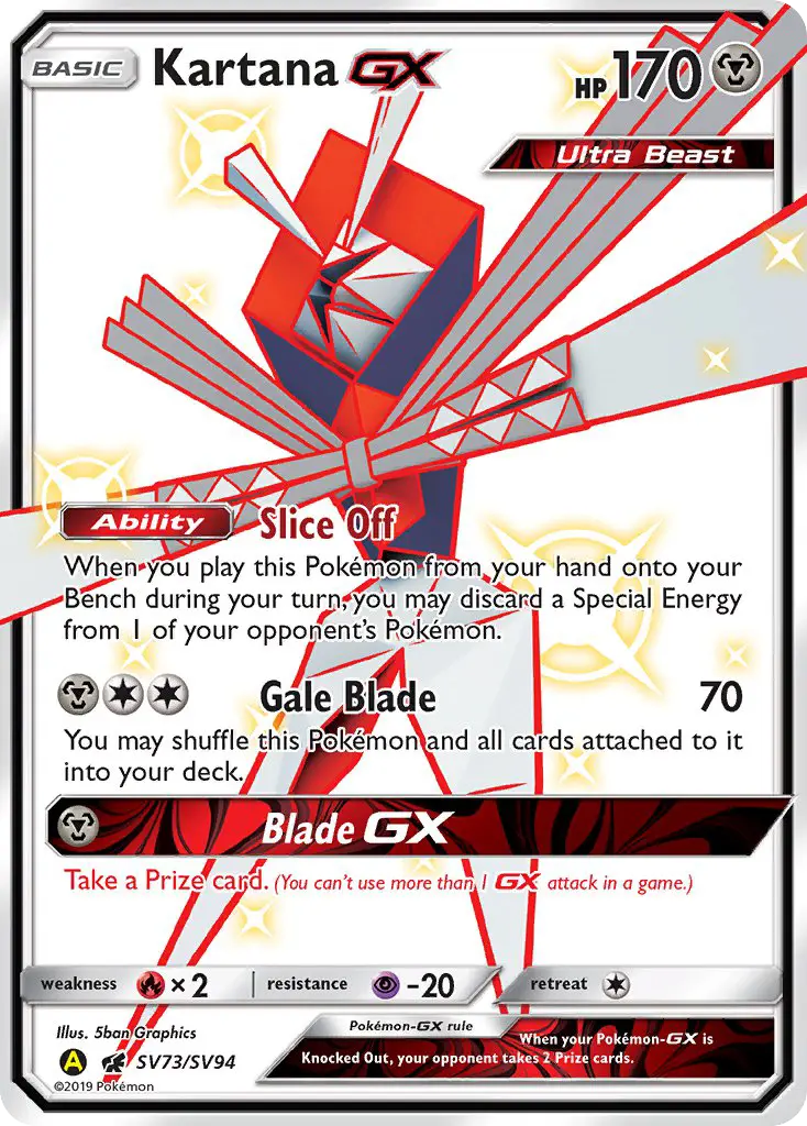 Kartana-GX SV73 Hidden Fates Shiny Vault Pokesingles