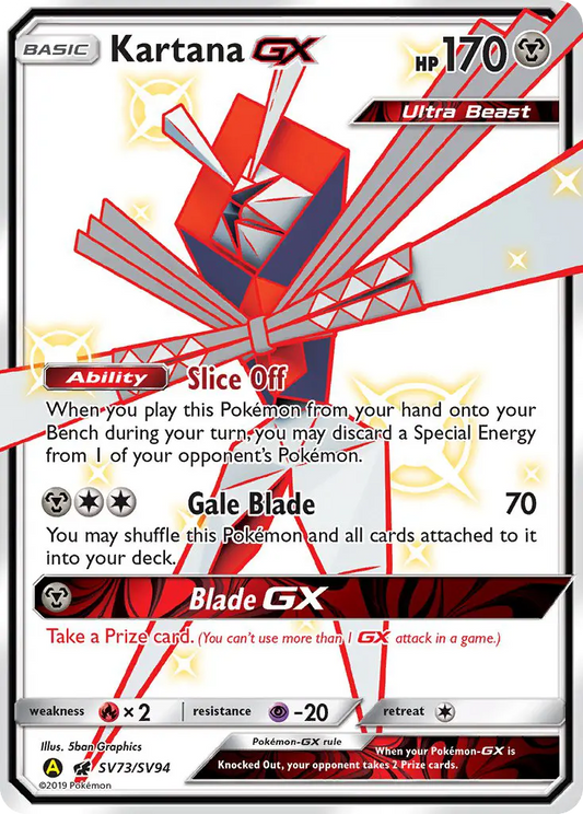 Kartana-GX SV73 Hidden Fates Shiny Vault Pokesingles