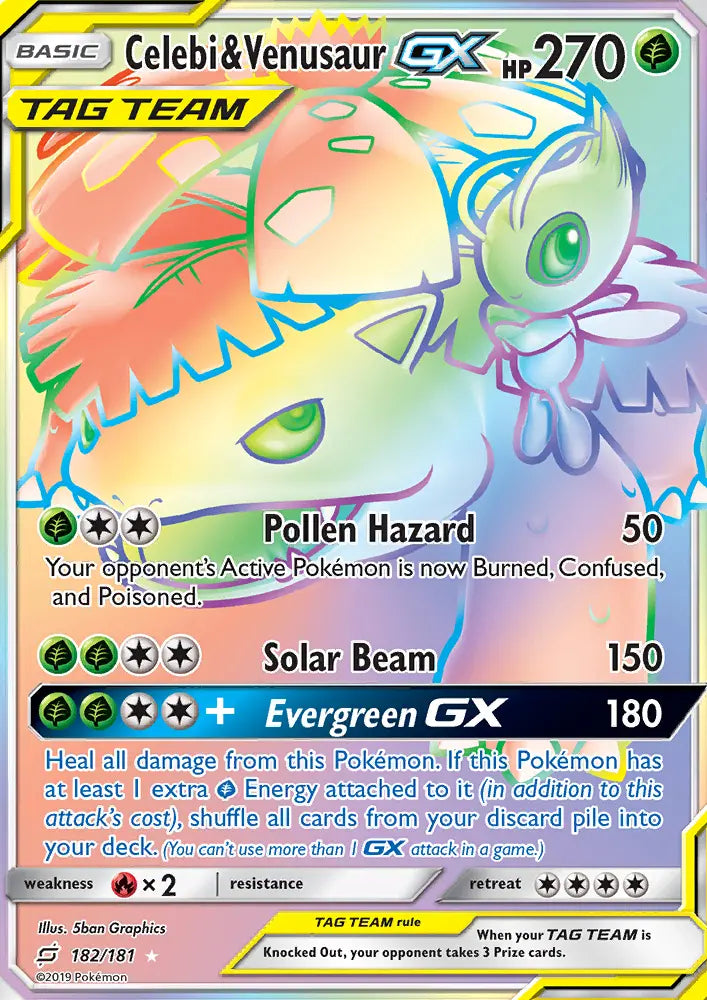 Celebi & Venusaur GX 182 Team Up Pokesingles