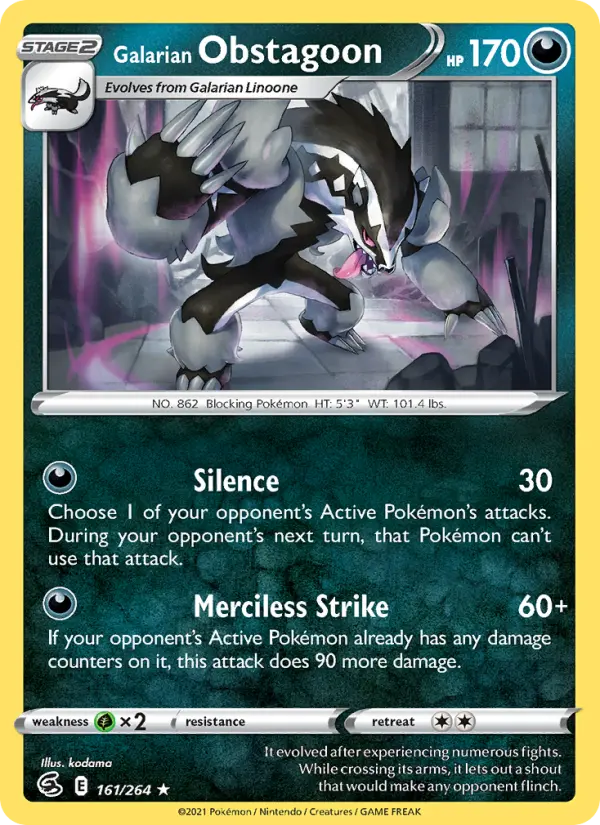 Galarian Obstagoon 161 Fusion Strike Pokesingles
