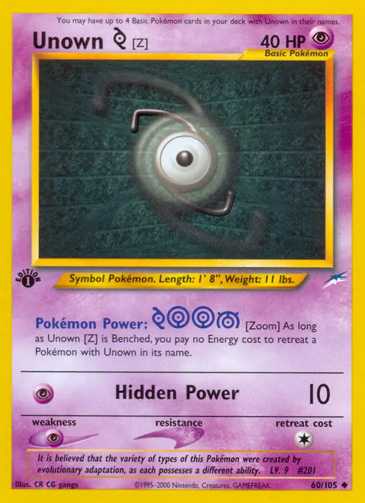 Unown [Z] 60 Neo Destiny Pokesingles
