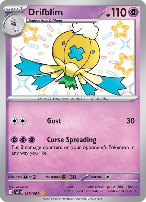 Drifblim 156 Paldean Fates Pokesingles