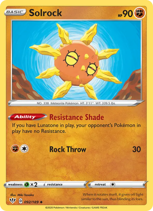 Solrock 92 Darkness Ablaze Pokesingles