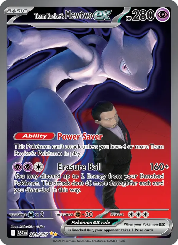 Team Rocket's Mewtwo ex 281 Ascended Heroes Pokesingles