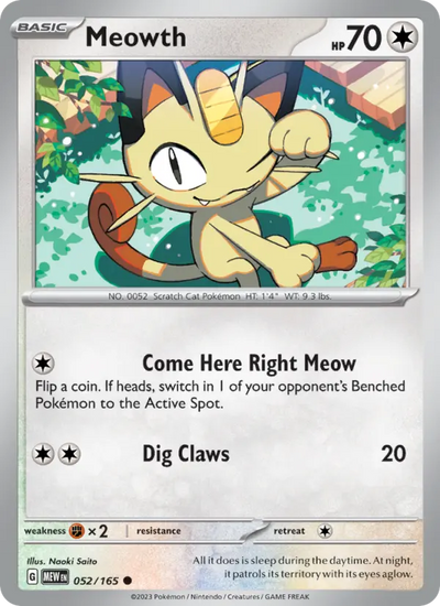 Meowth 52 151 Pokesingles