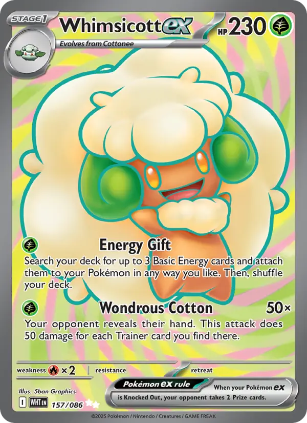 Whimsicott ex 157 White Flare Pokesingles