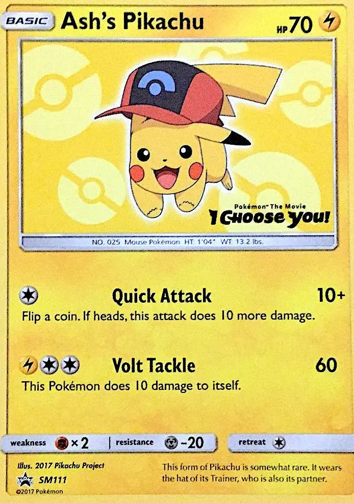Ash's Pikachu SM111 SM Black Star Promos Pokesingles