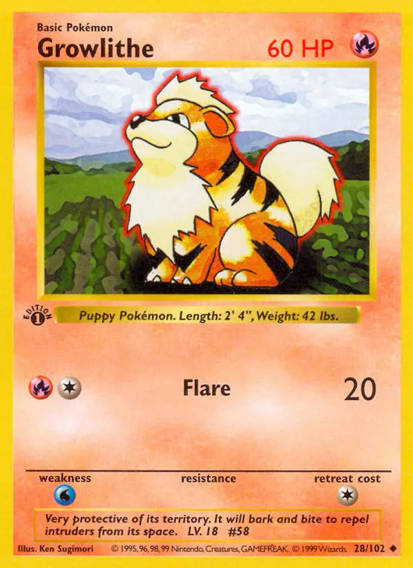 Growlithe 28 Base Set Pokesingles