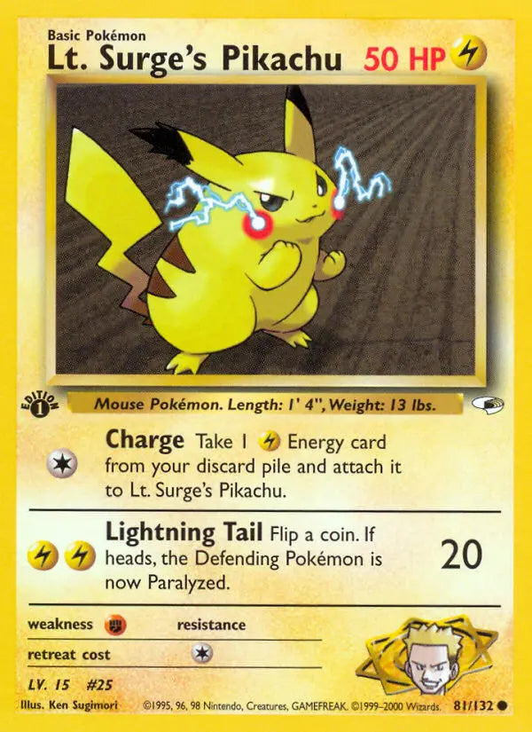 Lt. Surge's Pikachu 81 Gym Heroes Pokesingles