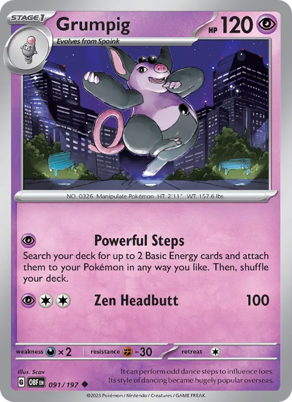Grumpig 91 Obsidian Flames Pokesingles