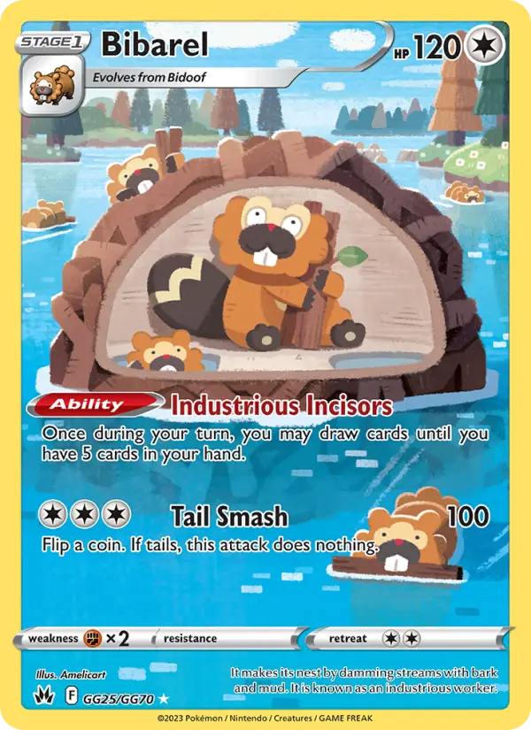 Bibarel GG25 Crown Zenith Pokesingles
