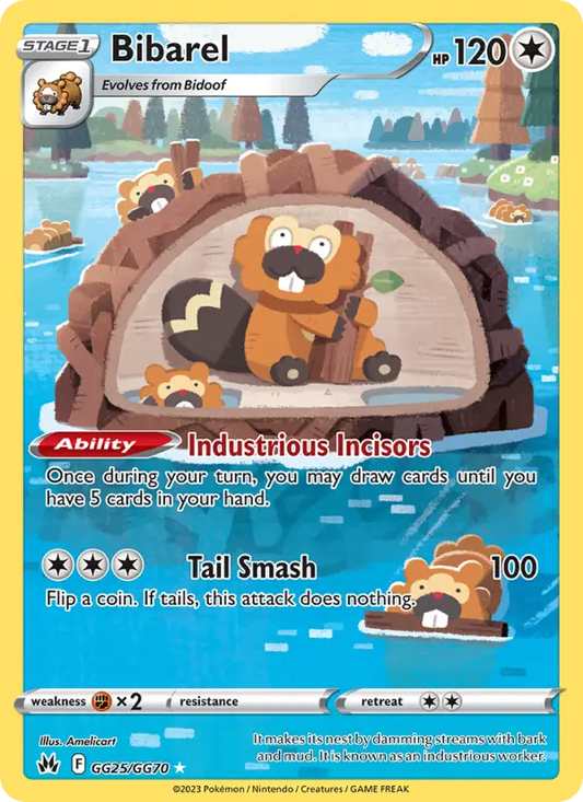 Bibarel GG25 Crown Zenith Pokesingles