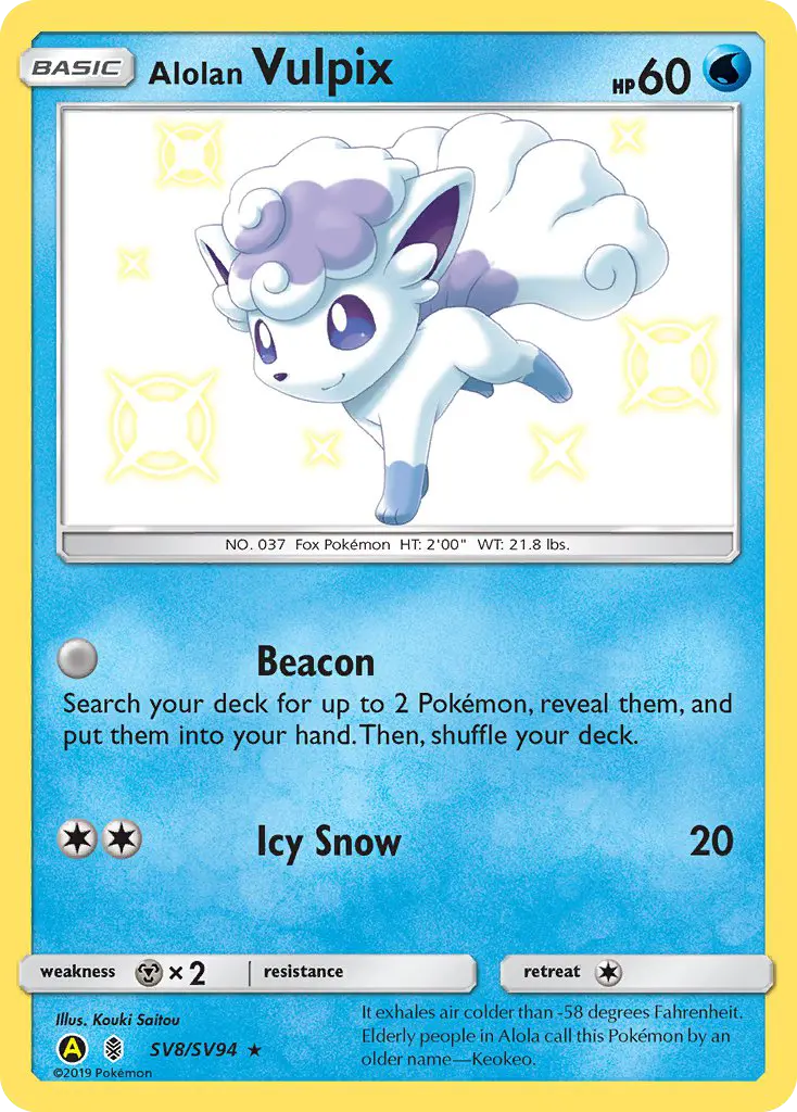 Alolan Vulpix SV8 Hidden Fates Shiny Vault Pokesingles