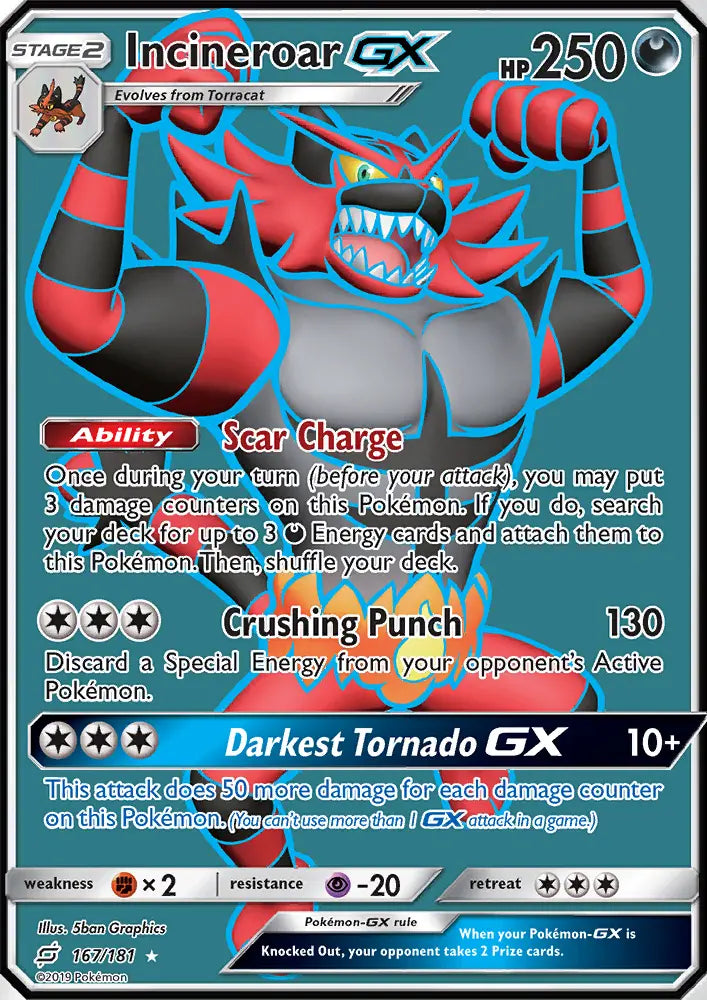 Incineroar GX 167 Team Up Pokesingles
