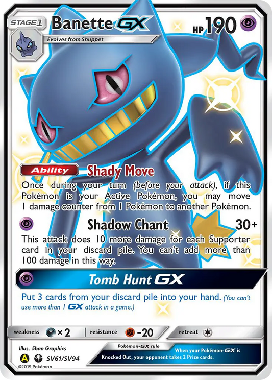 Banette-GX SV61 Hidden Fates Shiny Vault Pokesingles