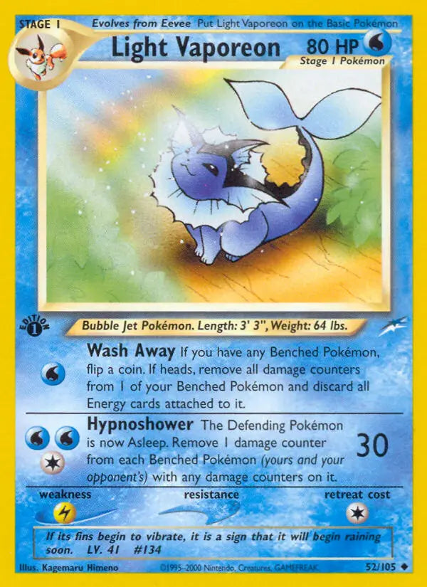 Light Vaporeon 52 Neo Destiny Pokesingles