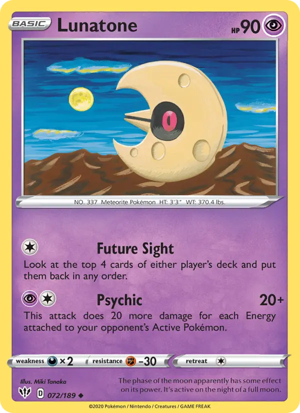Lunatone 72 Darkness Ablaze Pokesingles