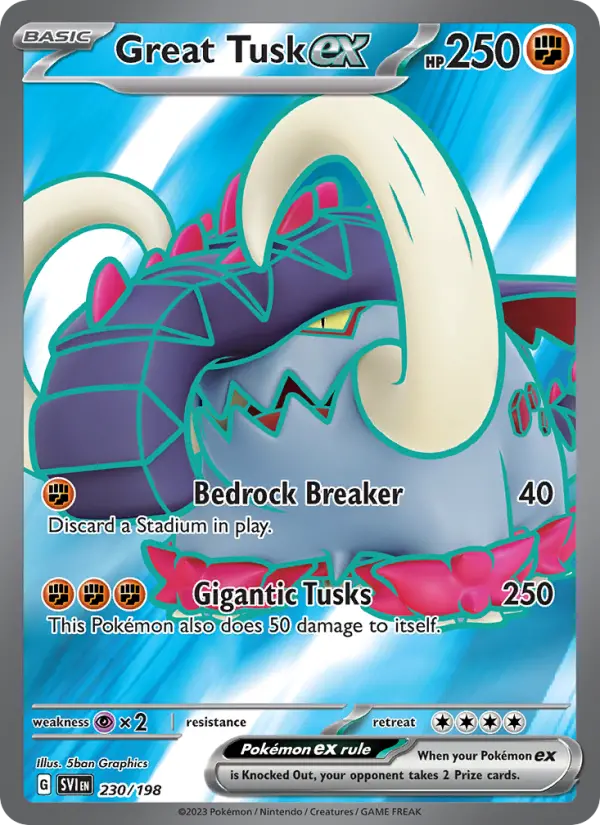 Great Tusk ex 230 Scarlet & Violet Pokesingles