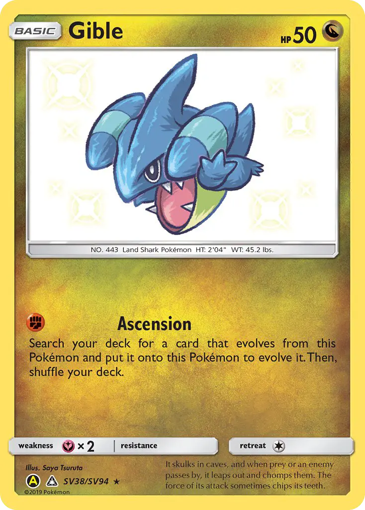 Gible SV38 Hidden Fates Shiny Vault Pokesingles