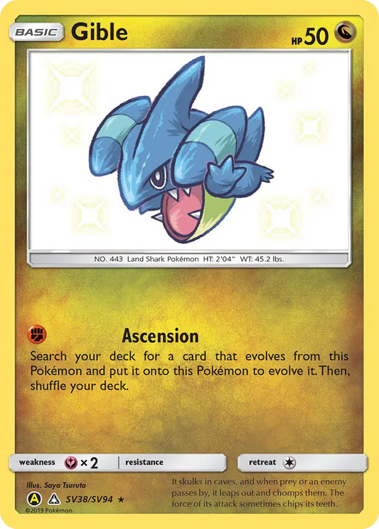 Gible SV38 Hidden Fates Shiny Vault Pokesingles