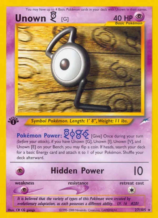 Unown [G] 27 Neo Destiny Pokesingles