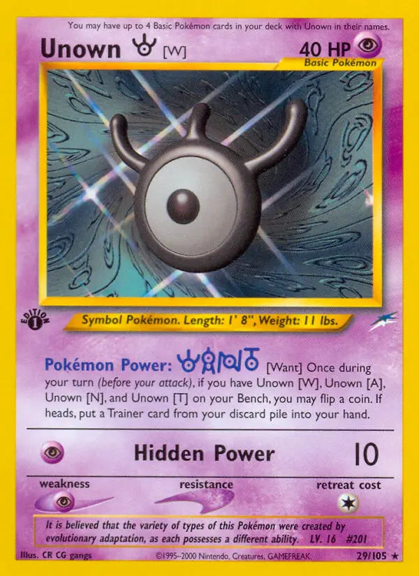 Unown [W] 29 Neo Destiny Pokesingles