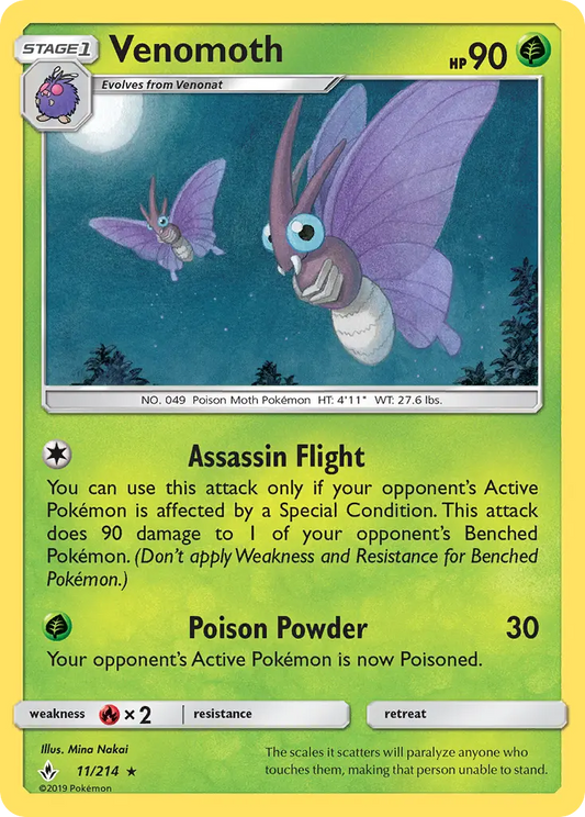 Venomoth 11 Unbroken Bonds Pokesingles