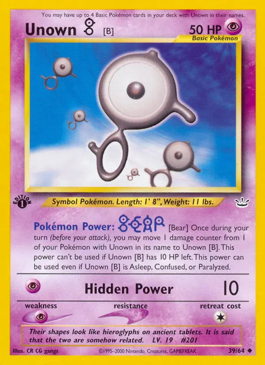 Unown [B] 39 Neo Revelation Pokesingles