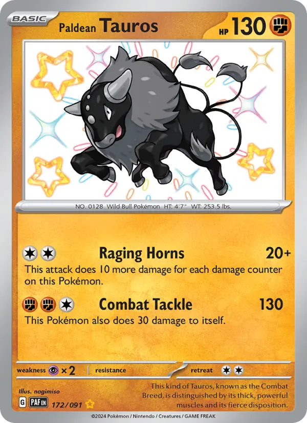 Paldean Tauros 172 Paldean Fates Pokesingles