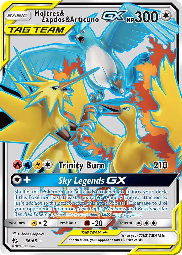 Moltres & Zapdos & Articuno GX 66 Hidden Fates Pokesingles