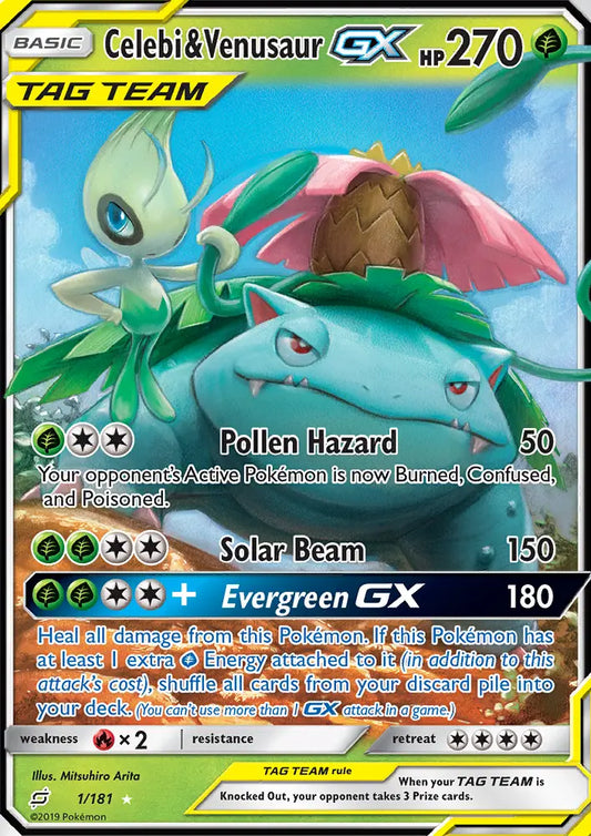 Celebi & Venusaur GX 1 Team Up Pokesingles