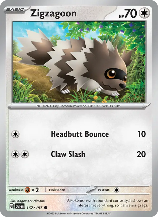 Zigzagoon 167 Obsidian Flames Pokesingles