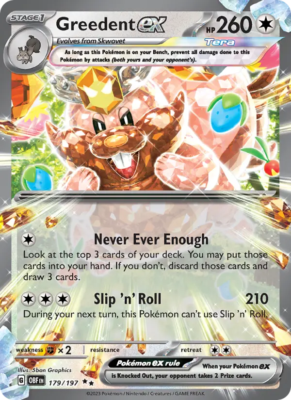 Greedent ex 179 Obsidian Flames Pokesingles